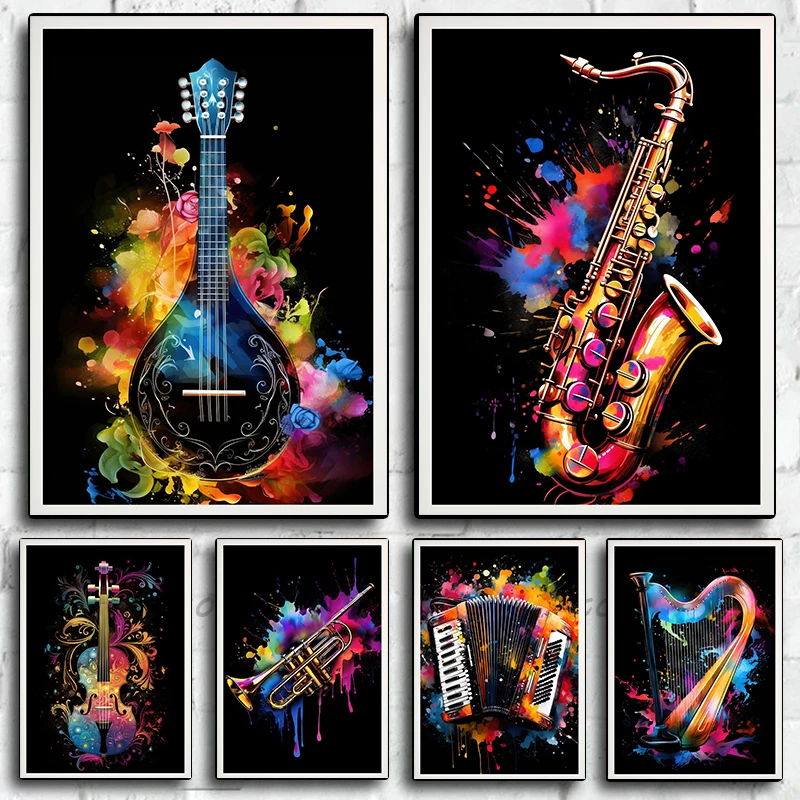 Picture Of Musical Instrument - Musical Instruments Violin Harp Saxophone Ukulele
